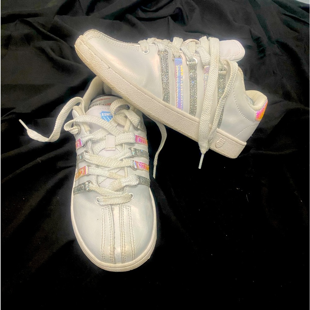 Iridescent, accented kSwiss sneakers